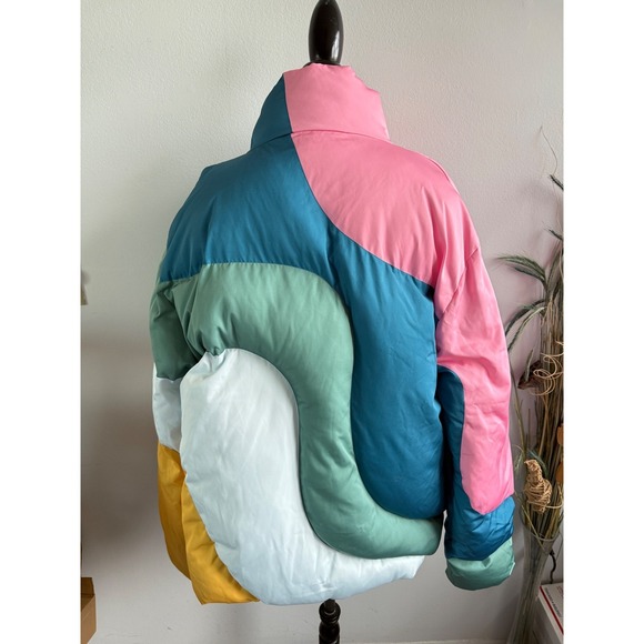 YITAI XL Oversized Puffer Jacket Color Block Quilted High Collar Padded Coat - Picture 3 of 8